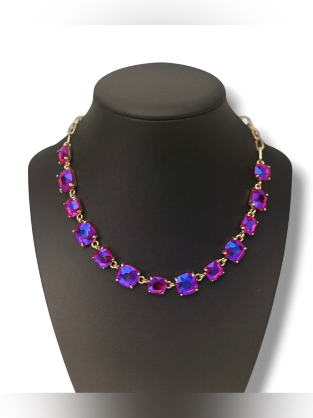 Rose AB Glass Cut Stones w/ Gold Chain Necklace